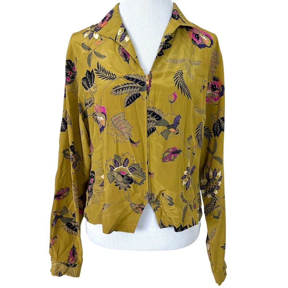 VINTAGE filament Floral Silk Jacket Size L